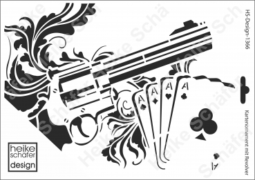 Schablone-Stencil A4 185-1366 Spielkarten, Revolver